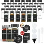 Gew&uuml;rzgl&auml;ser Eckig 120ml Streueinsatz Etiketten 36er Schwarz 36er set