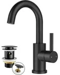 Waschtischarmatur Edelstahl 360 175mm mit Ablaufgarnitur Matt-schwarz