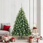 vidaXL K&uuml;nstlicher Weihnachtsbaum mit 300 LEDs Gr&uuml;n 180 cm PE und PVC
