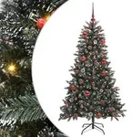 vidaXL K&uuml;nstlicher Weihnachtsbaum Gr&uuml;n 150 cm PVC, Plastik und Stahl