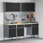 vidaXL 10-tlg. Werkbank-Set Schwarz Stahl