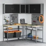 vidaXL 10-tlg. Werkzeugbank-Set Schwarz Holzwerkstoff und Metall
