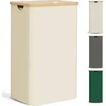 W&auml;schekorb Deckel W&auml;schesack W&auml;schesortierer Bambus Holz 85L Beige