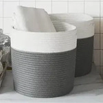 vidaXL Aufbewahrungsk&ouml;rbe 2 Stk. Grau und Wei&szlig; &Oslash;28x28 cm Baumwolle