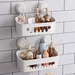 LEVERLOC Duschablage ohne Bohren, 2er Set Wei&szlig; M&L, Saugnapf Extra Stark