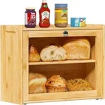 Brotkasten Bambus Bel&uuml;ftung 2 Regale Sichtfenster EX-MBX01-2C-YUAN