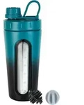 Protein Shaker Edelstahl 28 oz mit Fenster und 2 Kugeln