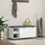 vidaXL Flurbank mit Kissen mit Regal mit T&uuml;r Wei&szlig; 100 x 38 x 46 cm