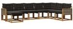 vidaXL Outdoor-Sofagarnitur mit Kissen 8 pcs Nat&uuml;rlich und Schwarz