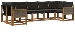 vidaXL Outdoor-Sofagarnitur mit Kissen 7 pcs Nat&uuml;rlich und Schwarz