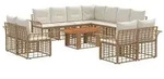 vidaXL Gartensofa-set 12 stk. Nat&uuml;rlich und Cremwei&szlig; Poly-Rattan