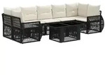 vidaXL Gartensofa-set 8 stk. Schwarz und Cremewei&szlig; Poly-Rattan