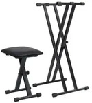 vidaXL Doppelstrebiger Keyboard-St&auml;nder und Hocker Set Schwarz