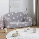 vidaXL Kindersofa 2-Sitzer Hellgrau mit Sternen Weich Pl&uuml;sch