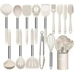 K&uuml;chenutensilien-Set 15-teilig Silikon Edelstahl Khaki