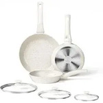 6-teiliges Keramik Pfannenset 20/24/28cm mit Deckel Induktion Antihaft