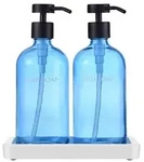 Blue Glass Soap Dispenser, Hand and Detergent Dispenser for Bathroom | Bathroom