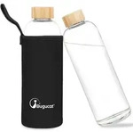 Glasflasche Trinkflasche 1l Borosilikat Auslaufsicher Schwarz 1000 ml