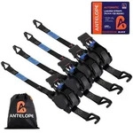 ANTELOPE Automatik Spanngurt 4 St&uuml;ck J-Haken Schwarz 680kg Bruchfestigkeit