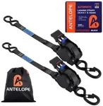 ANTELOPE Automatik Spanngurt 2 St&uuml;ck 25mm x 3.6m 680kg S-Haken Schwarz