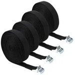 4x Ratschen-Zurrgurte 10m Schwarz 25mm mit Metallschnalle