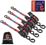 ANTELOPE Automatik Spanngurt 4 St&uuml;ck, 680kg Bruchfestigkeit, S-Haken, Rot