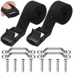 2er Set Zurrgurte 25mm x 1.2m mit Schnalle und Edelstahl-Befestigungsmaterial