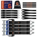 ANTELOPE Spanngurte mit Ratsche 4 St&uuml;ck 6m 35mm J-Haken Schwarz