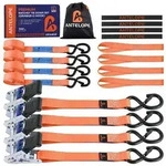 ANTELOPE Spanngurte mit Ratsche 4 St&uuml;ck S-Haken 25mm x 4m 900kg Orange