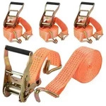4 St&uuml;ck Spanngurt 3000 kg mit Ratsche und Haken 50mm x 6m Orange