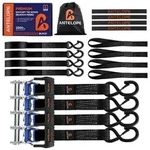 ANTELOPE Spanngurte mit Ratsche 4 St&uuml;ck S-Haken 6m 35mm 2000kg Schwarz