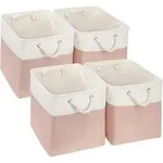 Aufbewahrungsbox 33x38x33cm Stoff W&uuml;rfel Regal 4 Pack Rosa Wei&szlig;