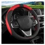 Lenkradbezug Auto Sport Anti Rutsch Universal 38cm Schwarz/Rot in Lederoptik
