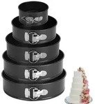 5er Set Springform Rund 18-26cm Karbonstahl Antihaft Hebeboden
