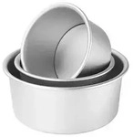 Kuchenform Rund Extra Hoch 3er Set &Oslash; 15/18/23cm Eloxiertes Aluminium Silber