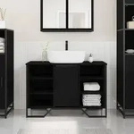 vidaXL Waschbecken Schrank Schwarz Eiche 91x35x60 cm Holzwerkstoff