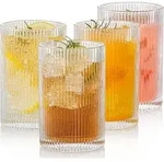 Geriffelte Gl&auml;ser 4er Set 500ml Vintage Cocktail Kaffeetassen