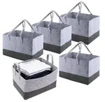 5er Set Filz-Shopper 38x25.5x25.5cm Grau/Dunkelgrau