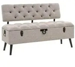 vidaXL Aufbewahrungsbank mit R&uuml;ckenlehne 110 cm Creme Stoff