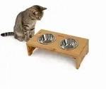 lionto Katzennapfst&auml;nder, erh&ouml;hte Futterstation aus Bambus mit 2...