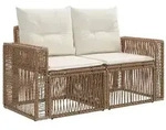 vidaXL Garten-Sofa 2-Sitzanzahl Beige Poly-Rattan