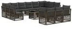 vidaXL Gartensofa-set 14 stk. Grau Poly-Rattan