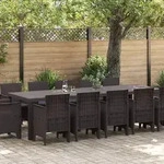 vidaXL 13-teiliges Gartenessset mit Kissen Braun Poly-Rattan