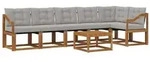 vidaXL Outdoor-Sofagarnitur mit Kissen 7 pcs Nat&uuml;rlich und Hellgrau
