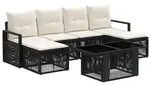 vidaXL Gartensofa-set 7 stk. Schwarz und Cremewei&szlig; Poly-Rattan