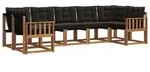 vidaXL Outdoor-Sofagarnitur mit Kissen 7 pcs Nat&uuml;rlich und Schwarz