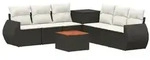 vidaXL Sofa Set 8 stk. Schwarz und Cremewei&szlig; Polyrattan und Stahl