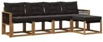 vidaXL Outdoor-Sofagarnitur mit Kissen 5 pcs Nat&uuml;rlich und Schwarz