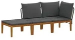 vidaXL 3 pcs Massives Akazienholz & Seil Natur