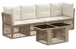 vidaXL Gartensofa-set 5 stk. Beige Poly-Rattan
